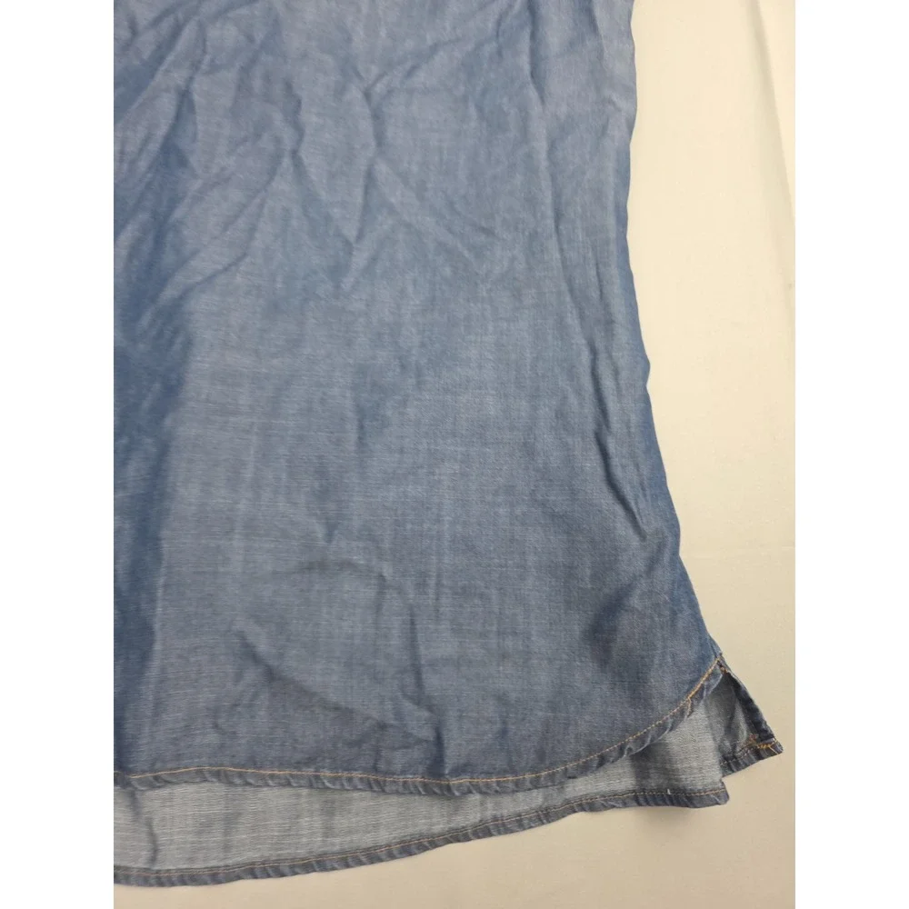 Philosophy Women's Dress Chambray Tunic Style Shirt Dress Lace Up XL Tencel